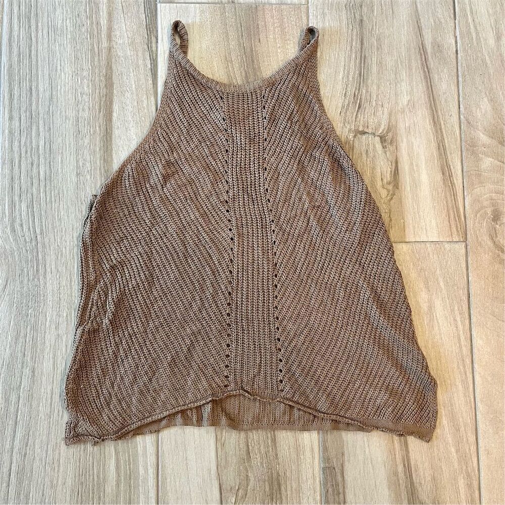 C+D+M Women's Brown Sleeveless Cropped Tank Top Size L Casual Summer
